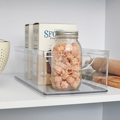 iDesign 2-Pack Extra Long Clear Plastic Storage Bins for Pantry & Kitchen