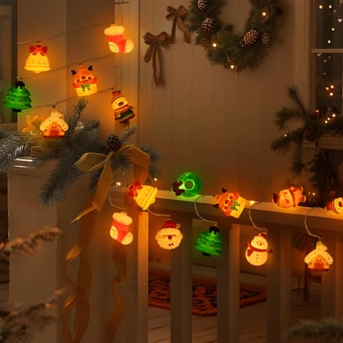LOLStar Christmas String Lights Decorations, 9.8FT 20 LED Christmas Fairy Lights, Battery Operated (Not Included) with Timer Function and 8 Flashing Modes, Cute Window Lights 2025 Home Indoor Decor