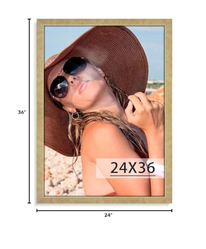 HLiWEGNS Matte Gold 24x36 Poster Frame for Wall Gallery Display, Plexiglass, Single