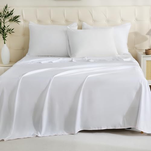 ZPECC White Twin Flat Sheets 12 Pack with Color-Coded Hem Threads