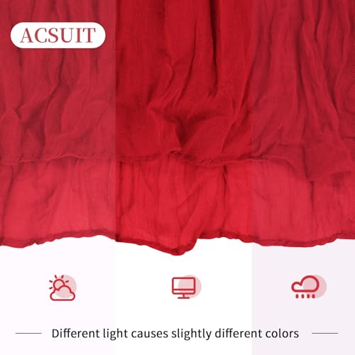 8 Pack Red Cheesecloth Table Runner 20 x 120 in - Gauze Runner 10 ft for Wedding Party