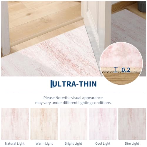 Pink 8x10 Moroccan Bloom Area Rug Washable Non-Slip Low-Pile Stain Resistant