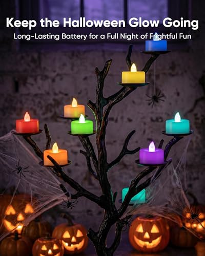 Homemory 12-Pack 7-Color Changing Flameless Tea Lights (White Body) – 200+ Hours