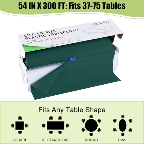 54 Inch x 3600 Inch Christmas Green Disposable Waterproof Table Cover Roll for Events