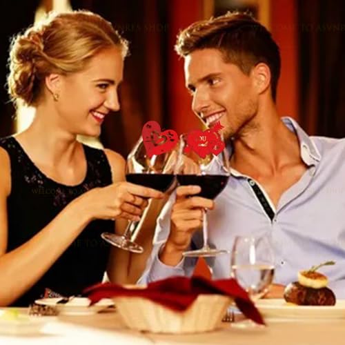 24Pcs Valentine's Day Wine Glass Markers Heart & Lip Shapes Drink Charms