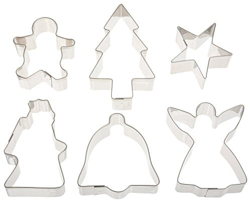Ateco Stainless Steel Christmas Cookie Cutters Set - 6 Shapes for Baking