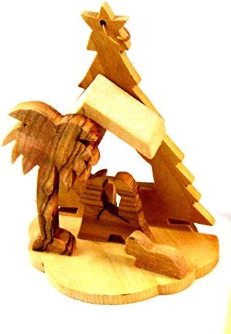 Handcrafted Bethlehem Olive Wood Christmas Nativity Ornaments Set of 3 - Holy Land Decor