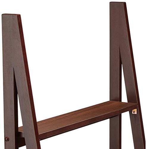 Amazon Basics Espresso 5-Tier Ladder Bookshelf Storage Organizer - Small Space, Modern Bookcase