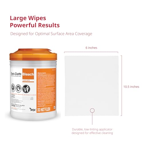 PDI Sani-Cloth Bleach Disinfectant Wipes Bulk Pack - Hospital-Grade Surface Cleaner