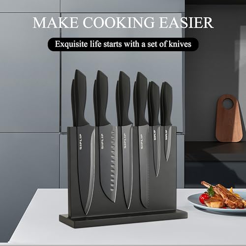 Black 15-Piece Kitchen Knife Set with Magnetic Holder - High Carbon Stainless Steel