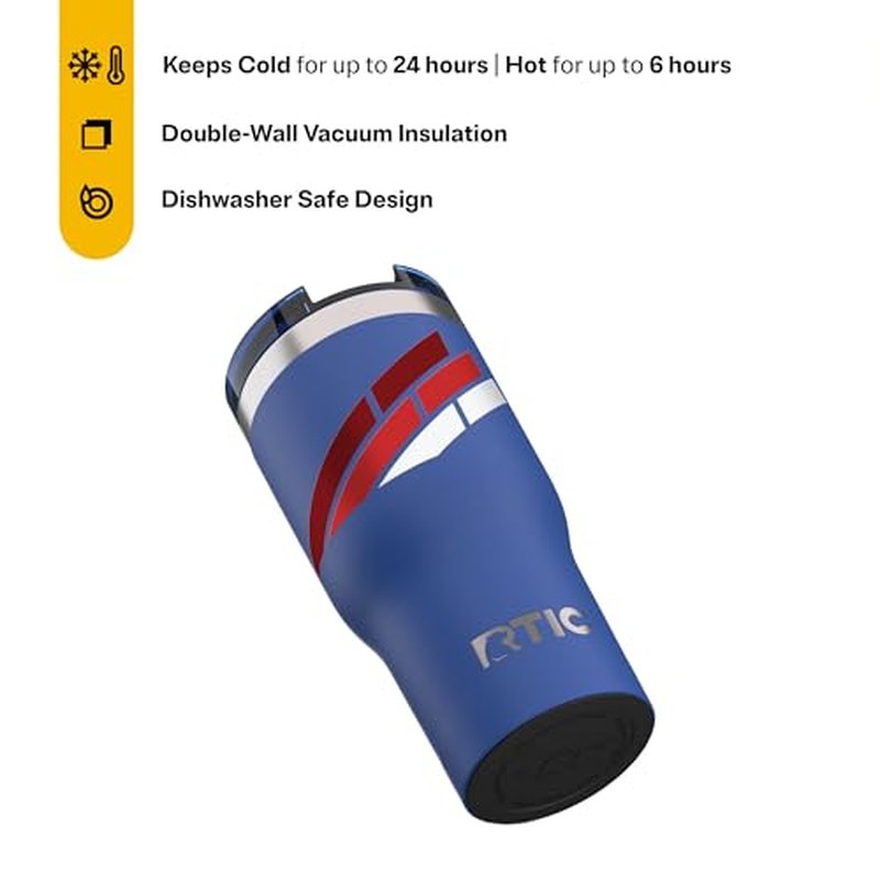 RTIC 30oz Essential Tumbler with Lid, Ceramic Lined, Insulated, Stainless Steel, Metal, Double Wall Vacuum-Insulation, Travel Cup for Iced Coffee, Tea, Hot and Cold Drink, Mistletoe