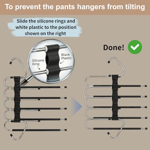 4 Pack Space Saving Jeans Hangers with Clips - Heavy Duty Stainless Steel for Closet, Black, Variation 4