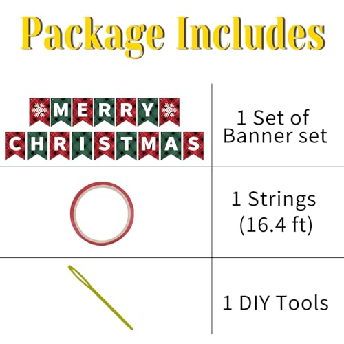 Christmas Banner Merry Christmas Banner Garland Red Green Merry Christmas Sign Banner Garland Wall Mantel Indoor Outdoor Hanging Christmas Decorations for Home Office Xmas Party Supplies