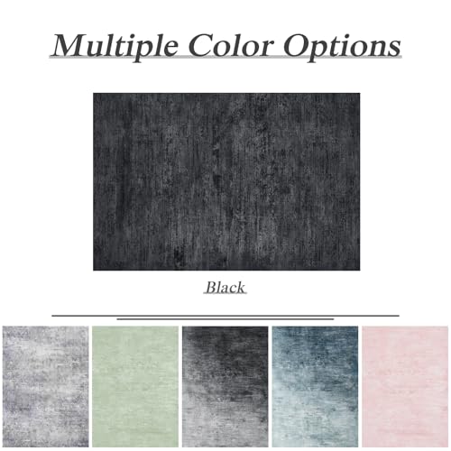 Black 6x9 Washable Area Rug - Non-slip, Stain-resistant Living Room & Bedroom