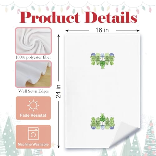 YRDBGHZDF Green Chinoiserie Christmas Kitchen Towels - Casual Holiday Decor, Set of 4