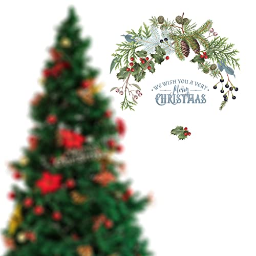 Christmas Decal Stickers Wall Decals for New Year Happy Christmas Christmas Tree Vinyl Wall Art Decals Decor Removable Modern for Christmas Party Supplies Home Window Decor xmas010