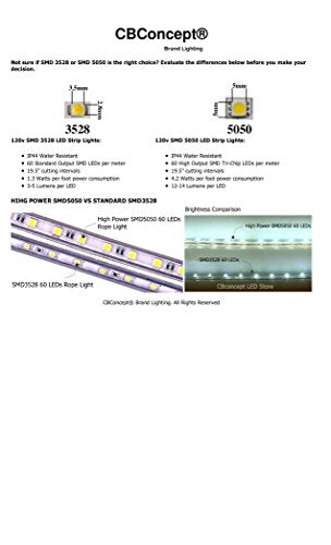 CBConcept Dimmable 164ft LED Rope Light 18000 Lumen 6000K Pure White Indoor Outdoor
