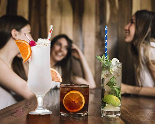 Biodegradable Rainbow Color Christmas Paper Straws - 100 Pack, 7.75 Inches for Party & Events