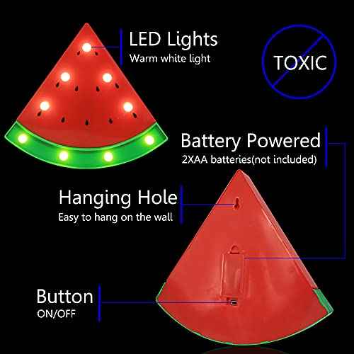 LED Marquee Signs Watermelon Night Lights, Battery Operated Watermelon Shaped Desk Table Lamp for Christmas Kids, Baby, Child, Girl Gift, Nursery Room, Wall Decor- Red Watermelon