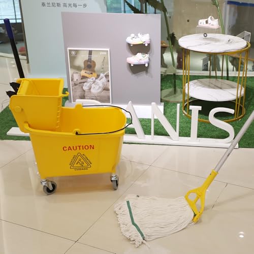 Midoneat Commercial 35-Qt Mop Bucket with Side Press Wringer on Wheels