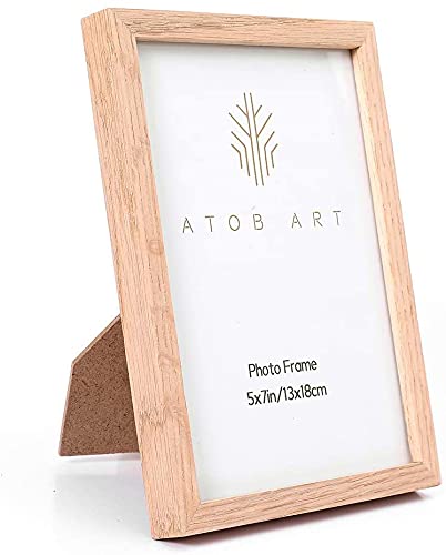 ATOBART 5x7 Oak Wood Picture Frames, 6 Pack Natural Wood Color Photo Frame with High Definition Glass for Wall Mount or Table Top Display