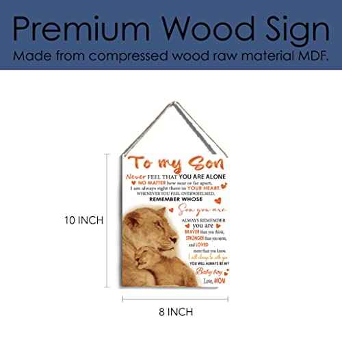 To My Son Wooden Hanging Sign from Mom Son Gifts Family Wall Decor for Bedroom Living Room Birthday Christmas Thanksgiving Gifts for Son Wall Art Gifts for Boys Room 8 x 10 Inches