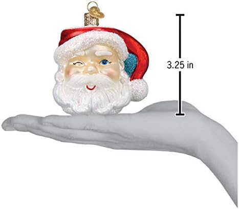 Mid-Century Santa Head Glass Blown Ornament - 3.25” for Christmas Tree Decor