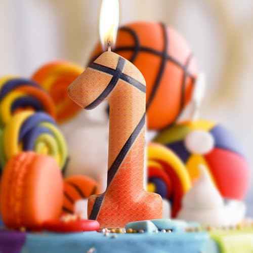 Zi Lan Basketball 9th Birthday Candle Brown Basketball Themed Cake Candles Happy Birthday Party Cake Topper for Boy Girl Kid Sport Theme Party Decorations Celebration Supplies