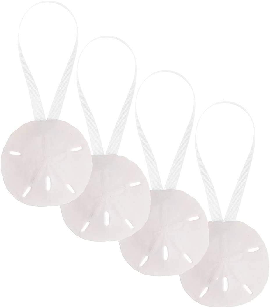 Set of 4 Natural Sand Dollar Ornaments with Aqua Ribbon - Beach Wedding Decor + Free Nautical eBook
