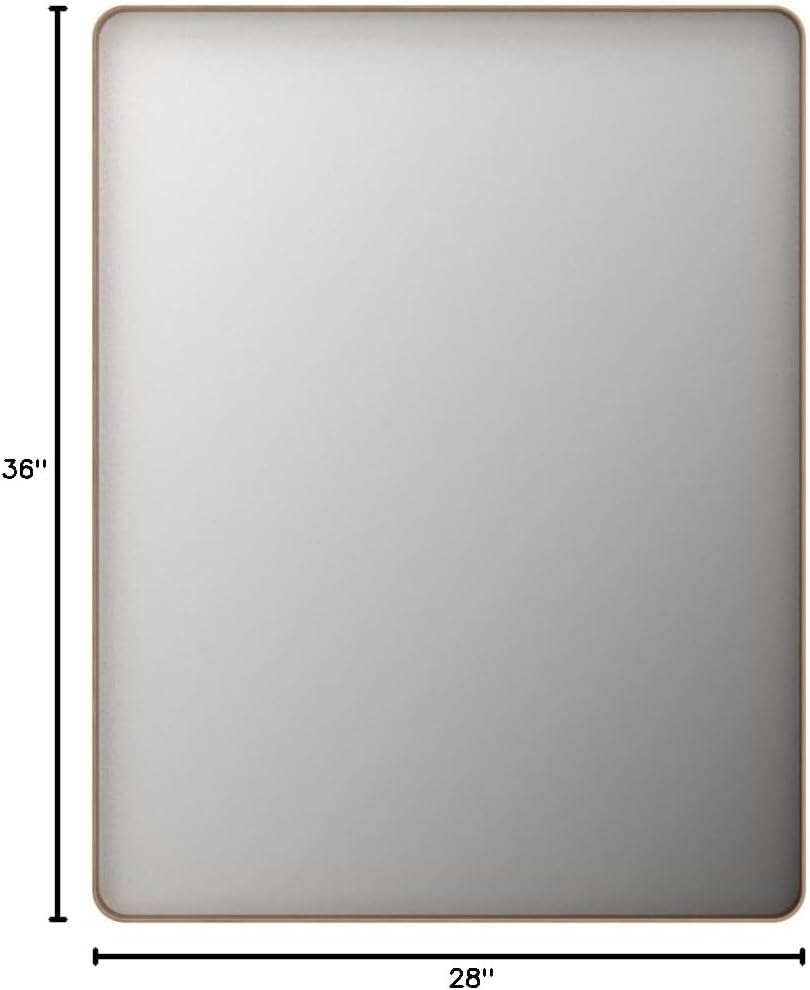 LOAAO Gold Bathroom Mirror - 28”X36” Rounded Rectangle Design | Wall-Mounted, Anti-Rust Tempered Glass