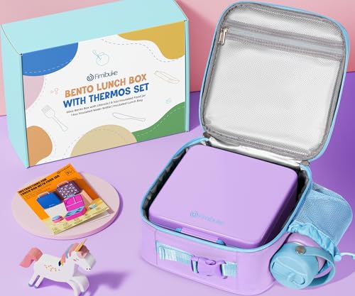 Kids Bento Lunch Box Set with Thermo & Water Bottle - Leakproof & Insulated