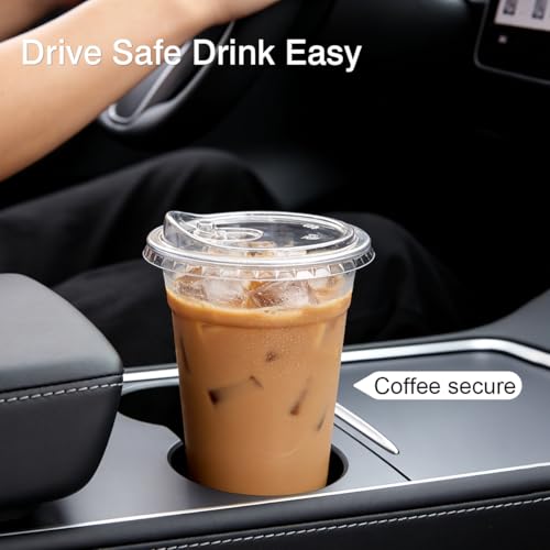 200 Pack 16 oz Clear Plastic Cups with Sip Lids - Disposable Cold Drink Cups - ARTLYMERS