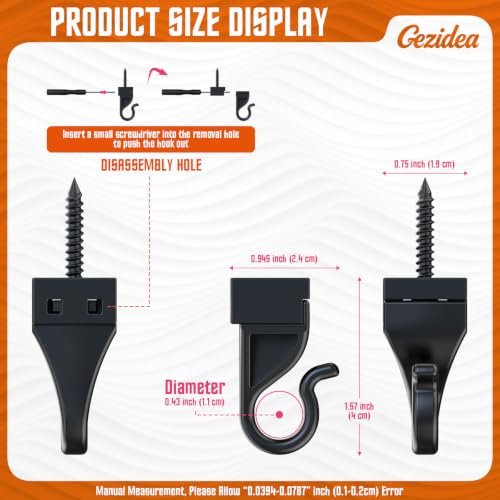 GEZIDEA 30 Pack Ceiling Light Hooks for Indoor Outdoor String Lights