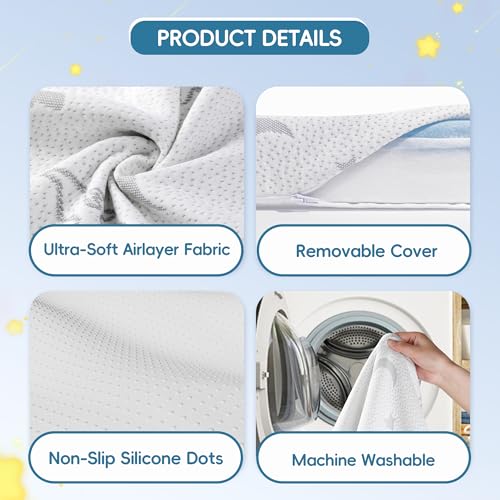Baby Pack and Play Mattress 38x26in Double-Layer Crib Mattress with Washable Cover