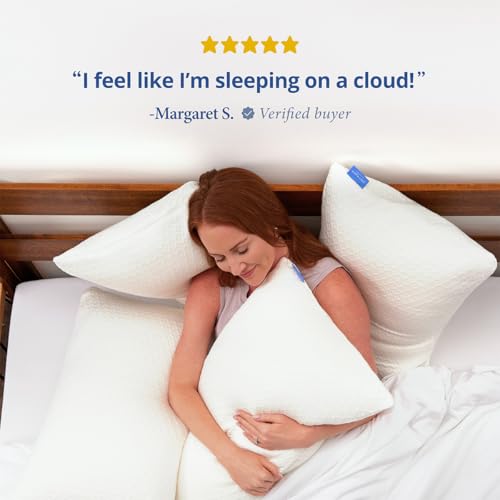 Queen White Rayon Bamboo Memory Foam Pillow - Adjustable & Cooling