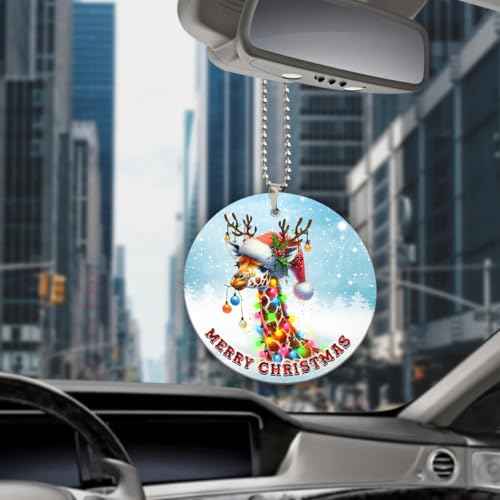 2025 Christmas Ornament - Giraffe Merry Christmas Ceramic Ornament, Christ-mas Tree Decoration, Giraffe Hanging Ornament, Gift for Family, Friends, Giraffe Lovers