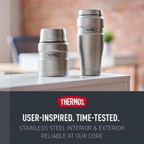 Thermos Stainless King Food Jar 16oz with Spoon - Matte Steel, Leak-Proof