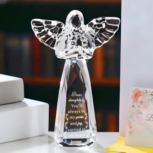Bluebook Daughter Gift Crystal Angel from Mom & Dad 3.8x6 Inch Keepsake