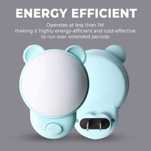 SATONA Cute Bear Night Light Plug - RGB + Soft White 3000K, Dusk to Dawn Nursery Night Light for Kids, Ideal Christmas & Birthday Gifts, Room Decor for Children (Blue)