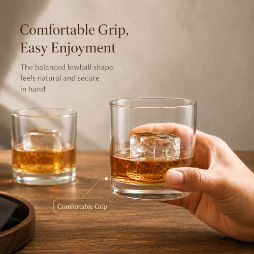 Kingrol 12 Pack 10 oz Rocks Glasses - Lead-Free Old Fashioned Whiskey Glasses Set