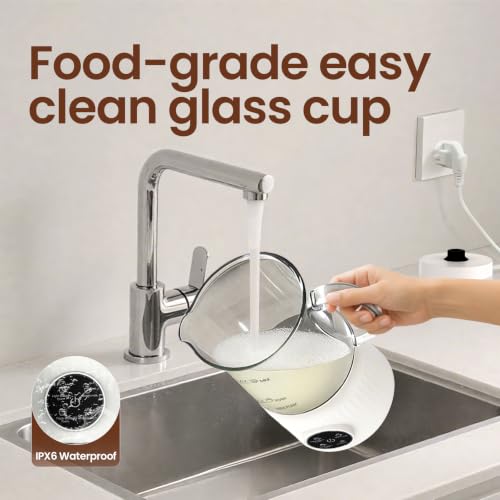 4-in-1 Electric Milk Frother and Steamer - Cream White, LED Touch Screen