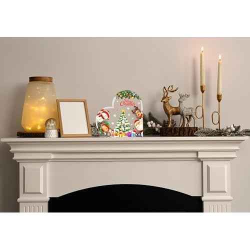 Christmas Decorations Indoor Cute Christmas Decor Gifts Table Sign for Mantle,Office Desk, Shelf - Heart Shaped Gifts Holiday Indoor Home Decor