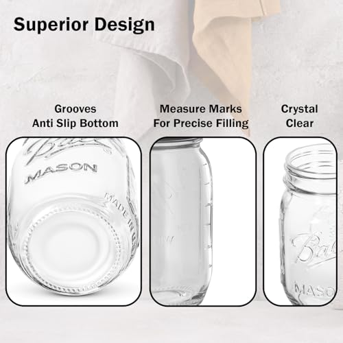 8 oz Mason Jars Pack of 12 with Airtight Lids and Jar Opener – Perfect for Canning & Storage