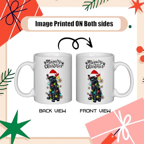 NATSUNO Black Cat Coffee Mug - Funny Christmas Cat Gift, 11oz