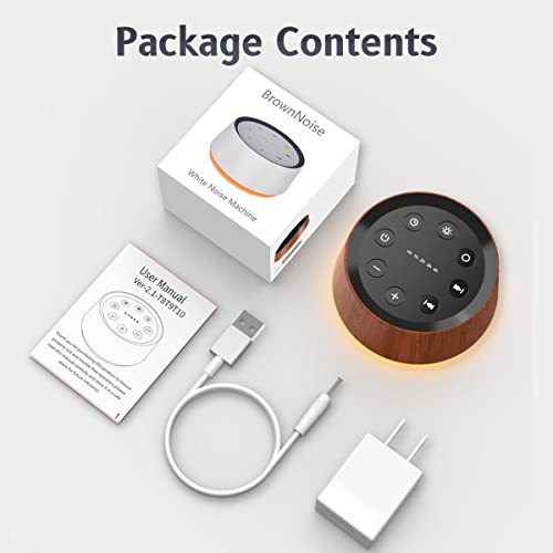 Wood Brown Noise Sound Machine with 30 Soothing Sounds & 12 Color Night Light