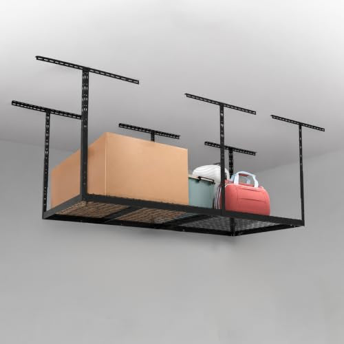Heavy-Duty Overhead Garage Storage Rack 4x8 ft Ceiling Mount Steel