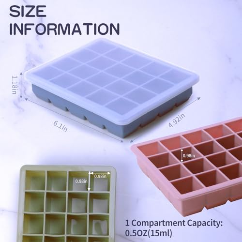 Multicolor 3 Pack Silicone Freezer Molds for Food Storage - Garlic, Herbs, Liquids