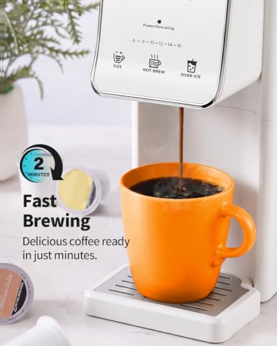 KIDISLE Single Serve K Cup & Ground Coffee Maker, Hot Iced Brew, White