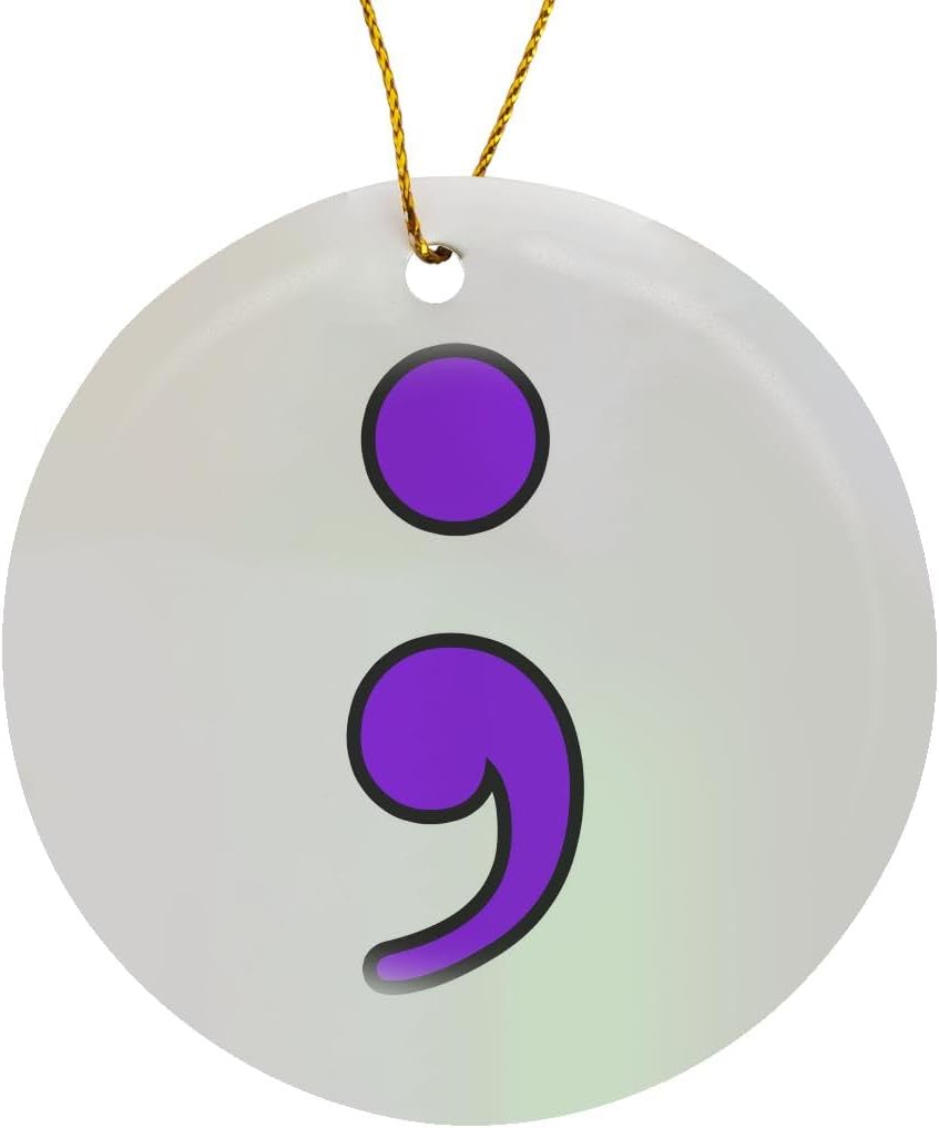 3-Inch Purple Semicolon Snowflake Ornament - Elegant Porcelain Holiday Decor