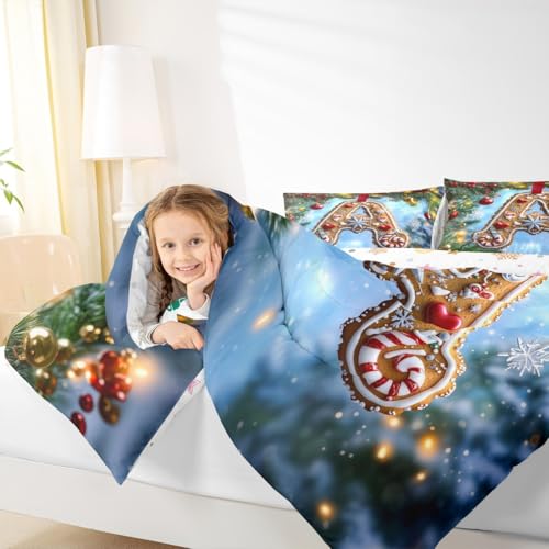 Feelyou Christmas Comforter Set Twin Size 2pc Gingerbread Bedding